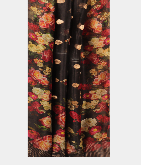 Black Kora Organza Printed Saree T2475682