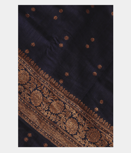 Dark Blue Banaras Tussar Saree T239227-image