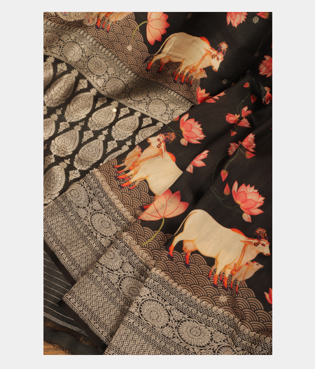 Black Banaras Kathan Silk Saree T2353892