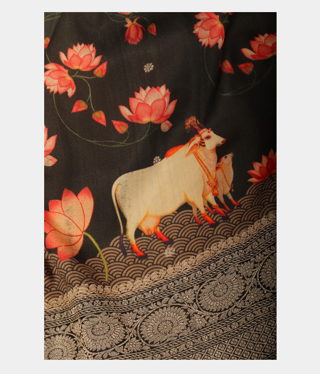 Black Banaras Kathan Silk Saree T2353894