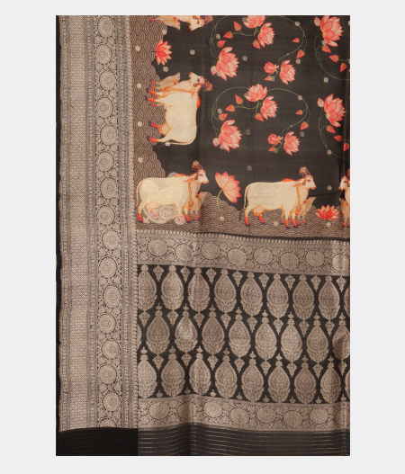 Black Banaras Kathan Silk Saree T2353895