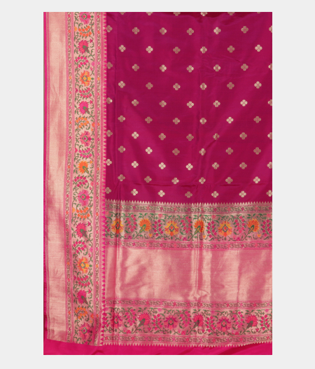 Pinkish Purple Banaras Silk Saree T2393344