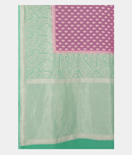 Lavender Pink Banaras Georgette Silk Saree T2454724