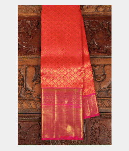 Pinkish Orange Handwoven Kanjivaram Silk Saree T246782-image