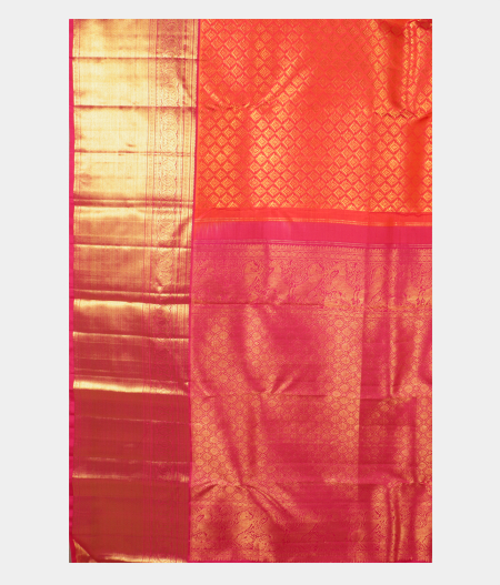 Pinkish Orange Handwoven Kanjivaram Silk Saree T2467824