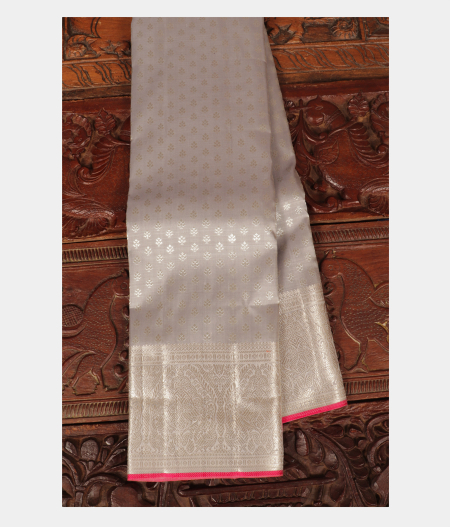 Silver Grey Handwoven Kanjivaram Silk Saree T245418-image