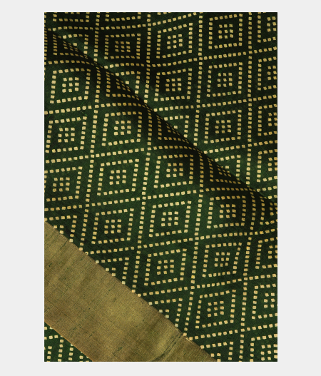 Green Printed Raw Silk Saree T231546-image