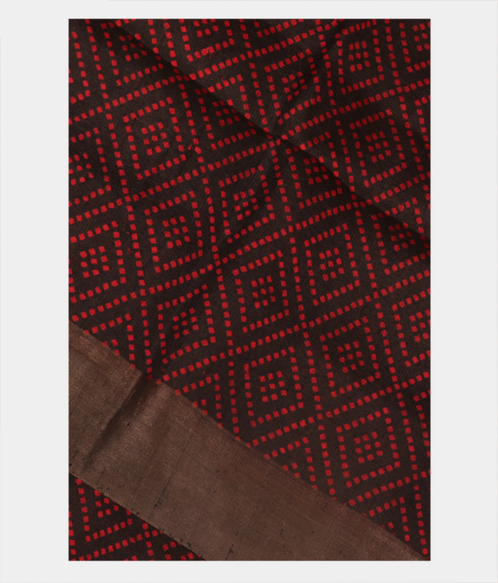 Black Printed Raw Silk Saree T249187-image