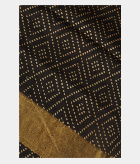 Black Printed Raw Silk Saree T249182-image
