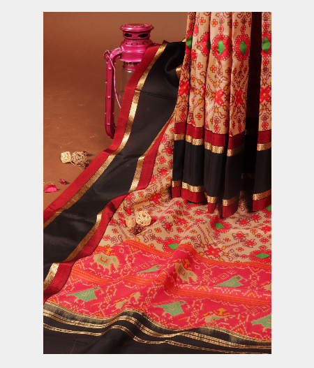 Beige Printed Soft Silk Saree T248218-image