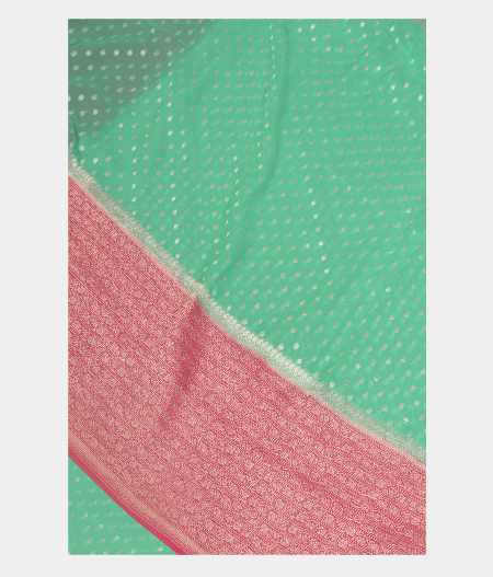 Bluish Green Banaras Georgette Silk Saree T245486-image