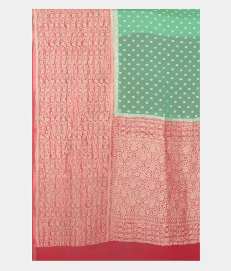 Bluish Green  Banaras Georgette Silk Saree  T2454864