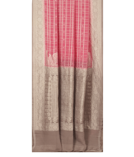 Light Pink Banaras Georgette Silk Saree T2342412