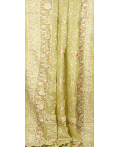 Light Green Silk Kota Embroidery Saree T2495082