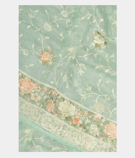 Light Blue Silk Kota Embroidery Saree T249509-image