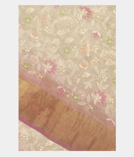 Off White Silk Kota Embroidery Saree T250257-image