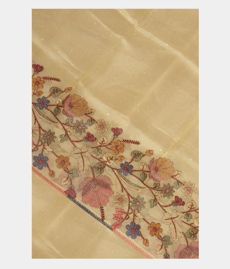 Cream Organza Embroidery Saree T190844-image