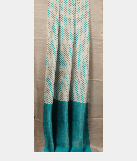 Off-White Tussar Printed Saree T2504724