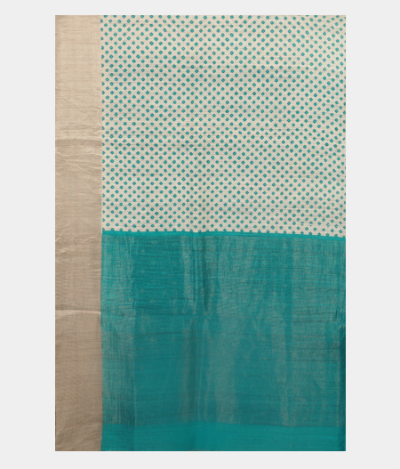 Off-White Tussar Printed Saree T2504725