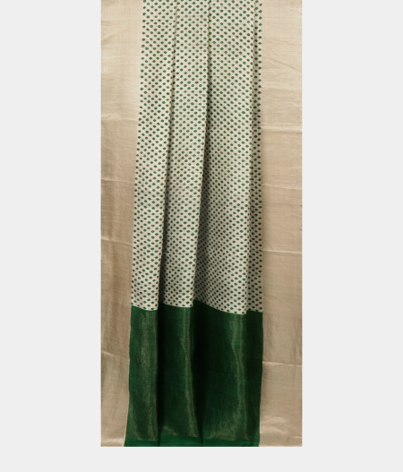 Off-White Tussar Printed Saree T2504864
