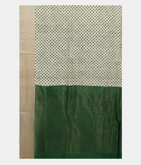 Off-White Tussar Printed Saree T2504865