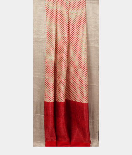 Off-White Tussar Printed Saree T2504794