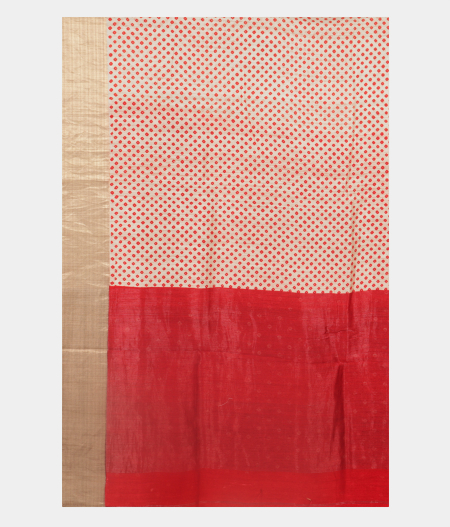 Off-White Tussar Printed Saree T2504795