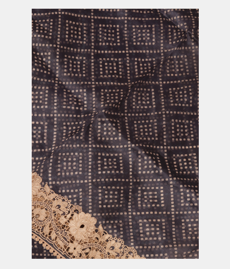 Bluish Grey Organza Cut Work Saree T251128-image