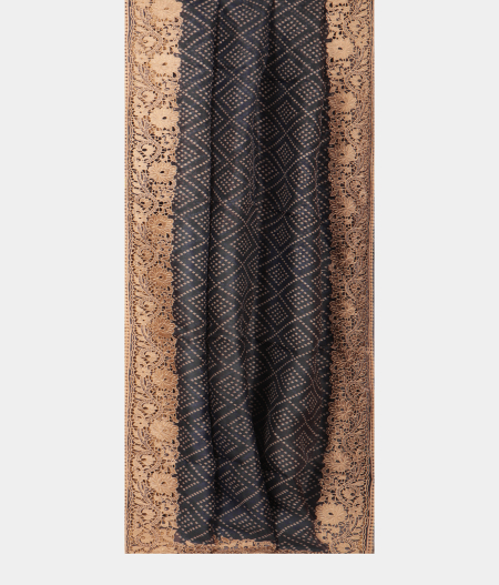 Bluish Grey Organza Cut Work Saree T2511282