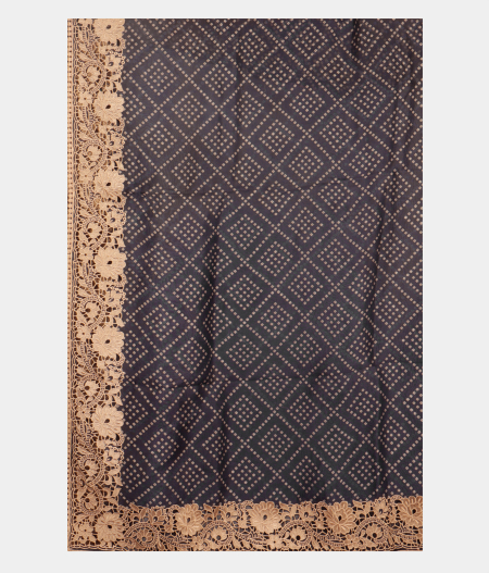 Bluish Grey Organza Cut Work Saree T2511284