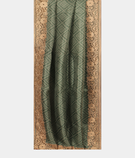 Greenish Grey Organza Cut Work Saree T2511302