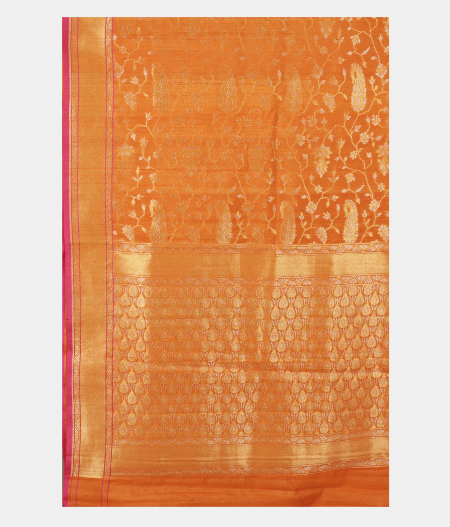 Orange Banaras Tussar SareeT2121724