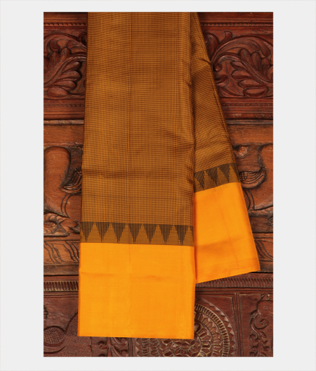 Yellow and Black Handwoven Kanjivaram Silk Saree T243843-image
