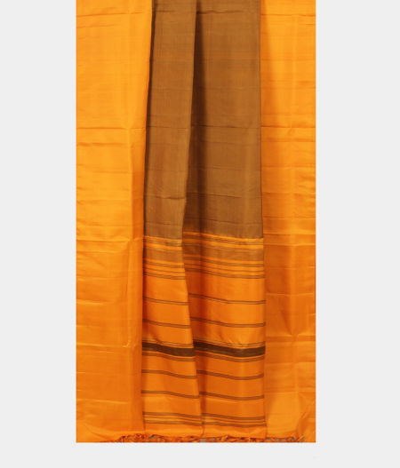 Yellow and Black Handwoven Kanjivaram Silk Saree T2438434
