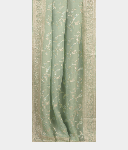 Blue Kora Organza Embroidery Saree T2503622