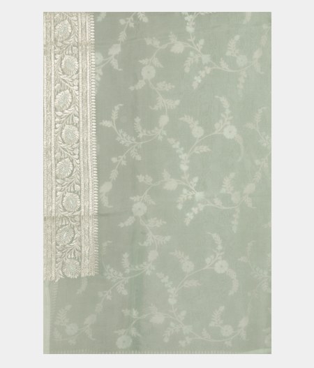 Blue Kora Organza Embroidery Saree T2503623