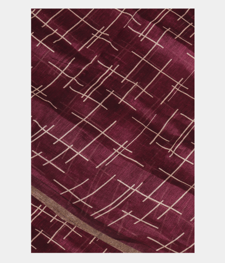 Maroon Linen Printed Saree T250848-image