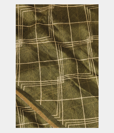 Olive Green Linen Printed Saree T250849-image