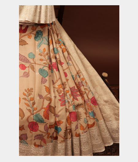 Beige Banaras Kathan Silk Saree T247532-image