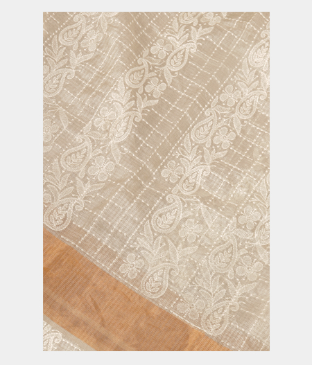 White Silk Embroidery Kota Saree T250661-image