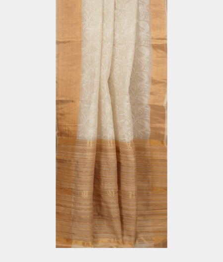 White Silk Embroidery Kota Saree  T2506562