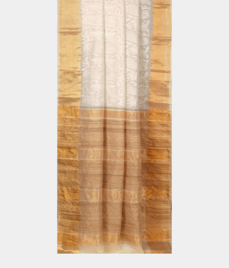 White Silk Embroidery Kota Saree  T2511262