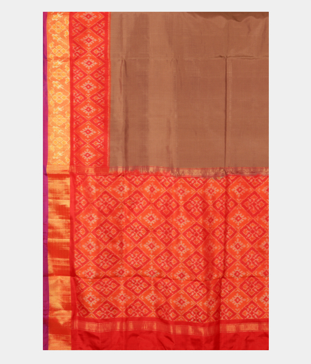Brown Ikat Silk Saree T1178484
