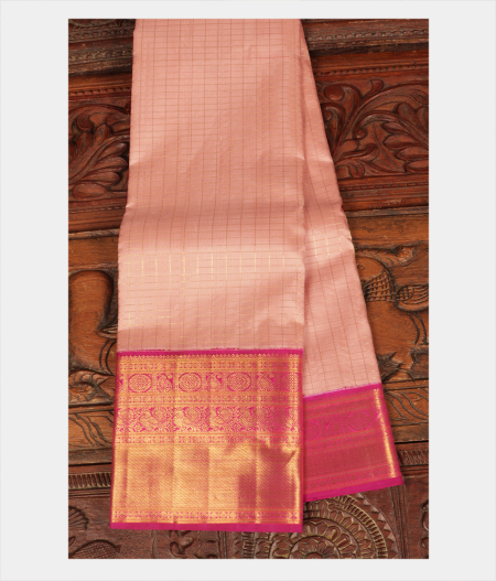 Pinkish Beige Handwoven Kanjivaram Silk Saree T238729-image