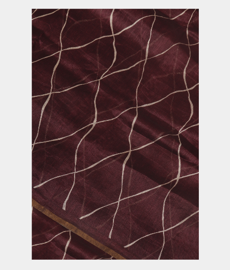 Burgundy Linen Printed Saree T250857-image