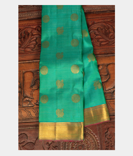 Bluish Green Handwoven Kanjivaram Silk Saree T245467-image