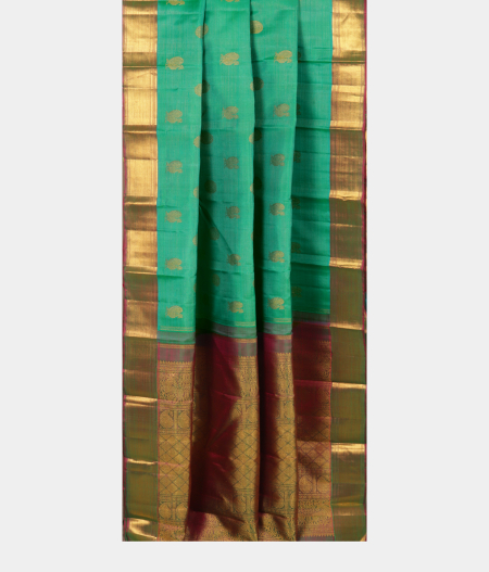 Bluish Green Handwoven Kanjivaram Silk Saree T2454672