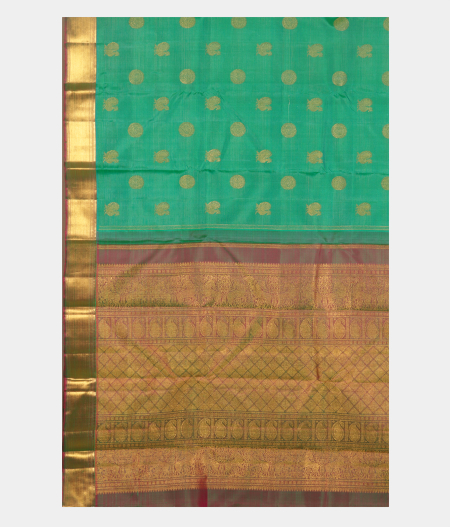Bluish Green Handwoven Kanjivaram Silk Saree T2454674
