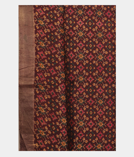 Wine Purple Printed Raw Silk Saree T2491833