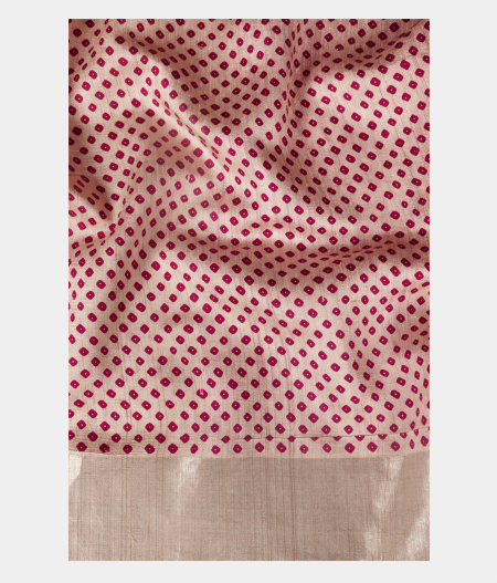 Off-White Tussar Printed Saree  T2504582